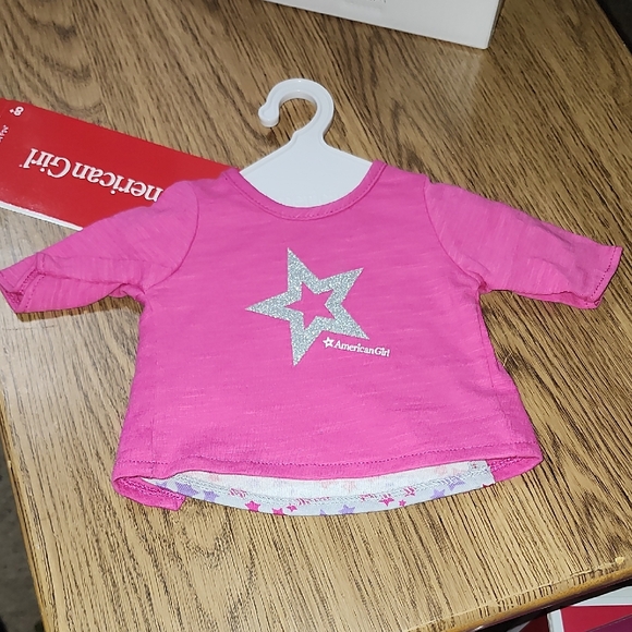 American Girl Other - American Girl Fuchsia Sparkly Silver Star Long Sleeve Tee 18" dolls NEW!